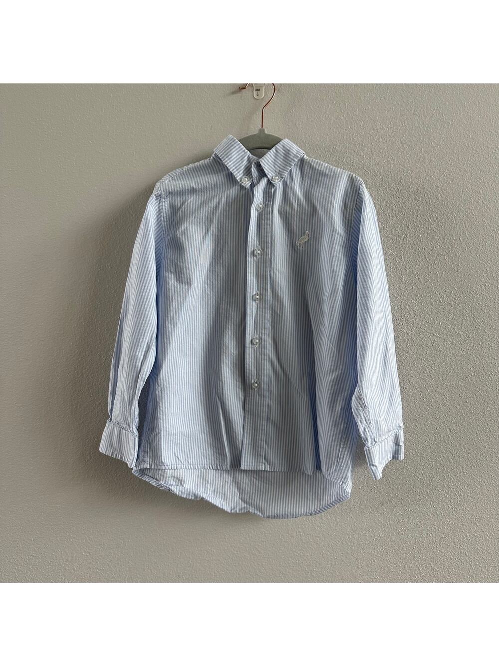 Beaufort Bonnet Dean's List Dress Shirt, Barrington Blue Tally Ticking Stripe 4T